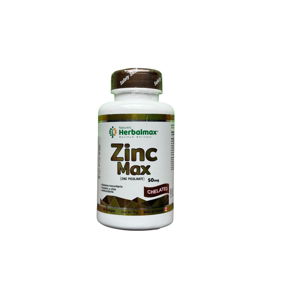 Zinc Max 50 mg – Nature’s Herbalmax (100 capsulas)
