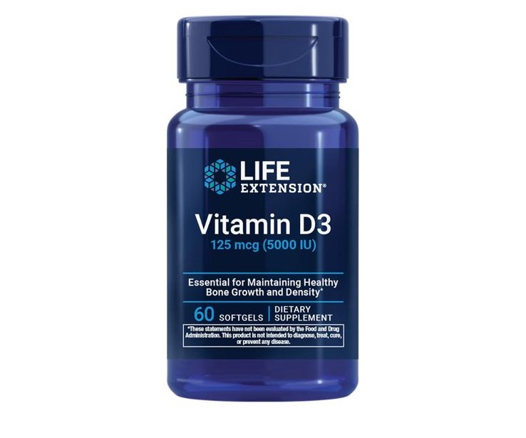 Life Extension Vitamina D3 5000 IU x60 – Huesos fuertes y defensas
